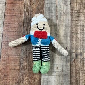 Pebble Humpty Dumpty Crochet Rattle Stuffed Toy Fair Trade Organic Baby